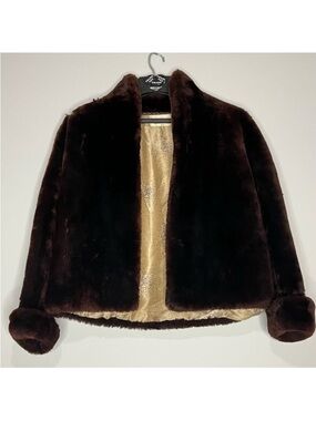 Spainhour Brown Fur Vintage Jacket Needs Repair Scrap DIY Craft Cutter Repurpose